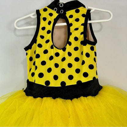 Weissman Girls Bumble Bee Polkadot Leotard Dance Costume Yellow Black XS EUC