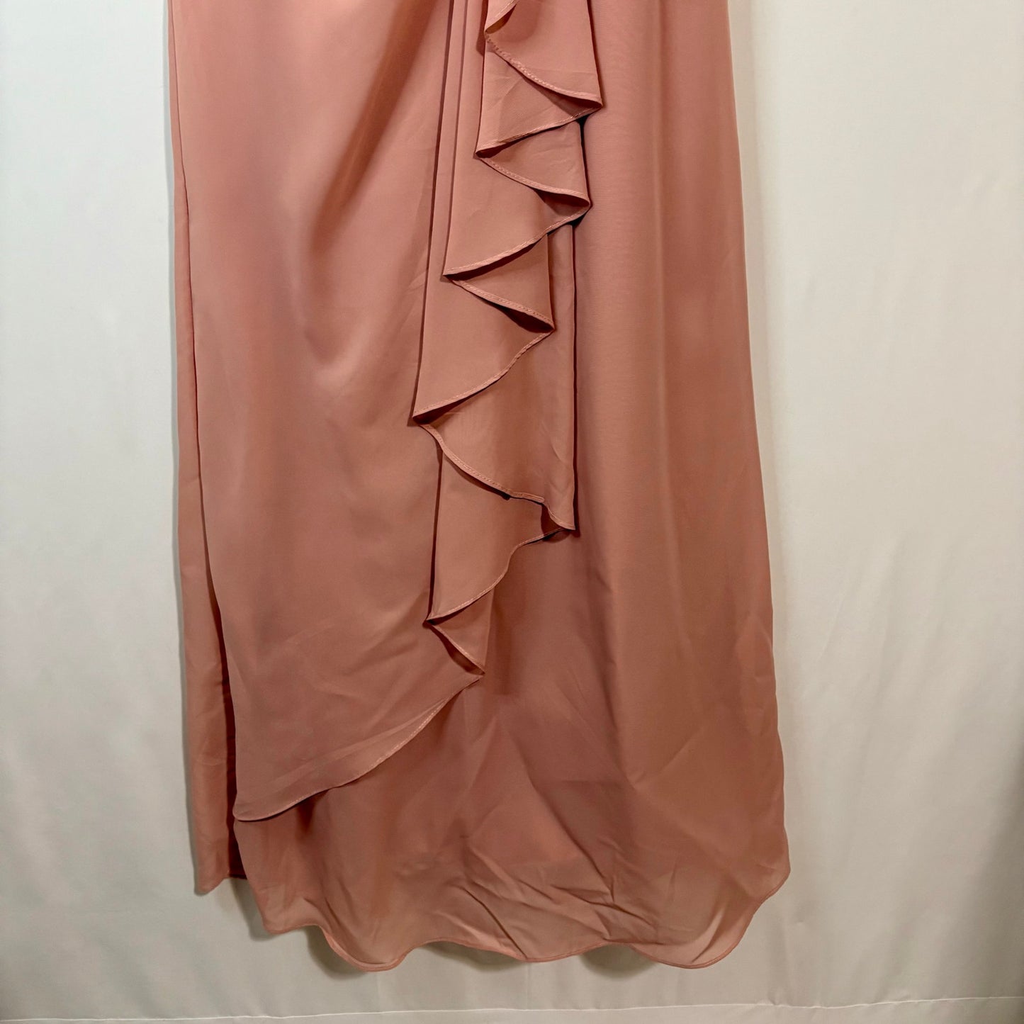 Women’s Lace Bodice Ruffle Chiffon Maxi Formal Gown Dress Dusty Rose Small 4 / 6
