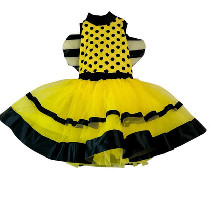 Weissman Girls Bumble Bee Polkadot Leotard Dance Costume Yellow Black XS EUC
