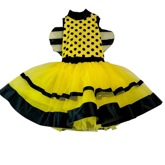 Weissman Girls Bumble Bee Polkadot Leotard Dance Costume Yellow Black XS EUC