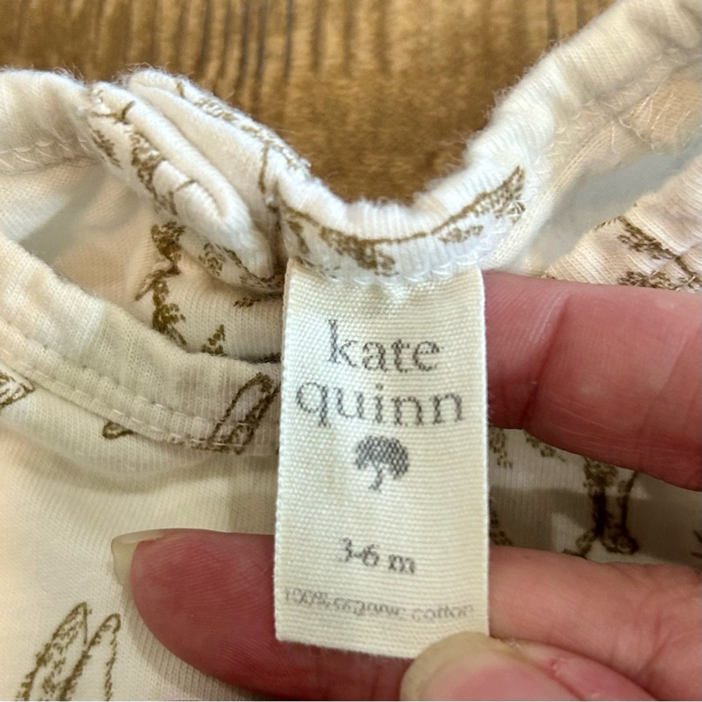 Kate Quinn Infant Girls Organic Cotton Bunny Bubble Onesie White Size 3-6 M EUC