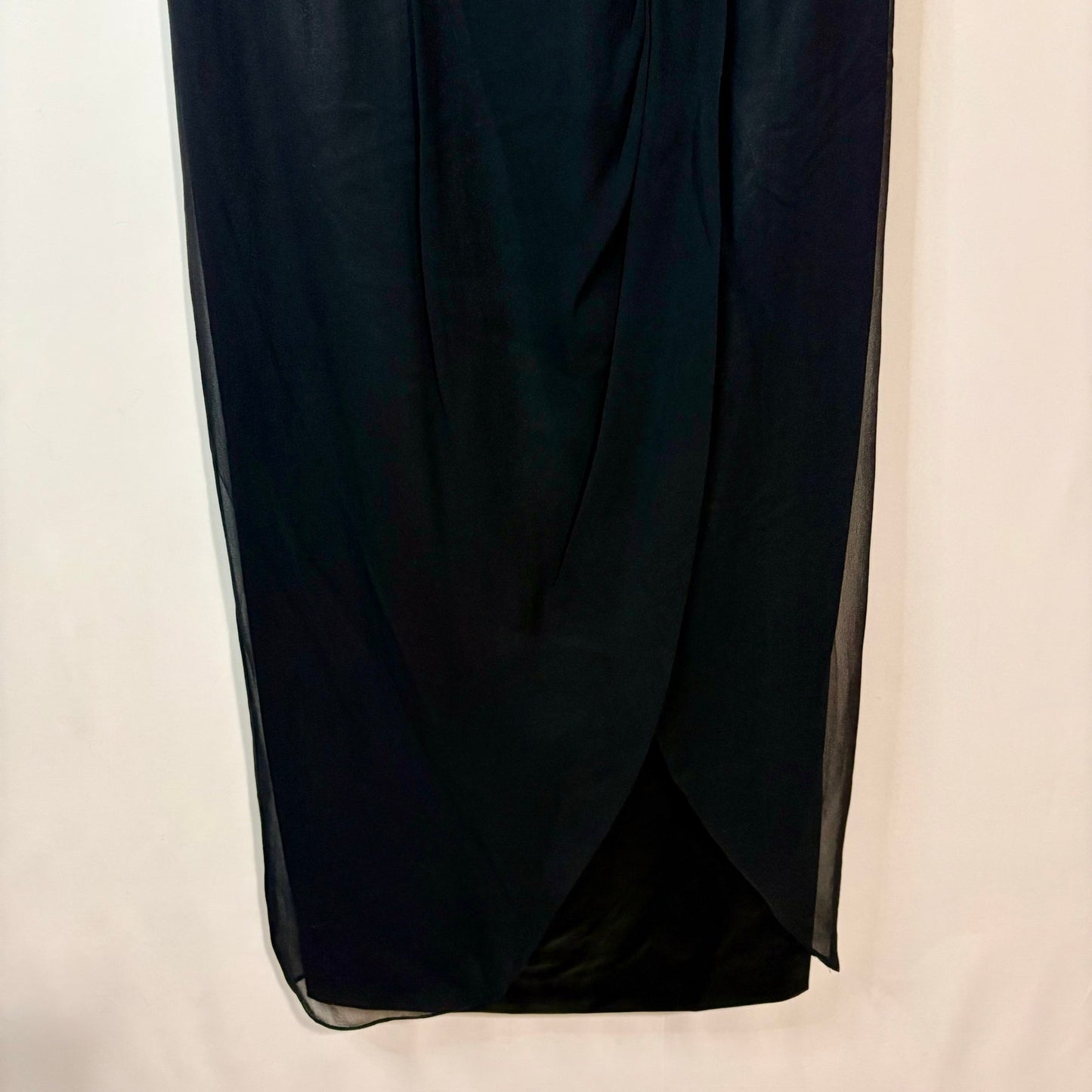 Mandalay Women’s Silk Beaded Waist Midi Evening Gown Dress Black Size 10 NWT