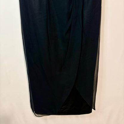 Mandalay Women’s Silk Beaded Waist Midi Evening Gown Dress Black Size 10 NWT