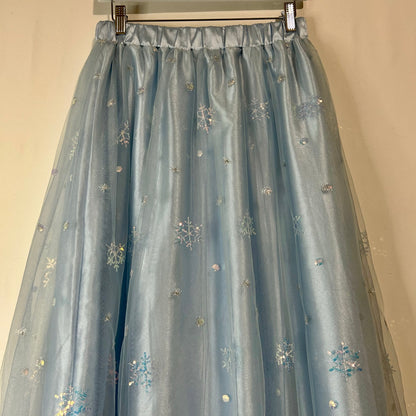 EleStory Women’s Tulle Snowflake Sequin Maxi Skirt Light Blue Size Small NWT