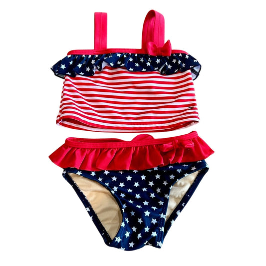 Tommy Hilfiger Toddler Girls Stars & Stripes Two Piece Swimsuit Red Blue 18 M