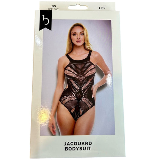 Baci Women’s Jacquard Bodysuit Lingerie Black One Size New in Package
