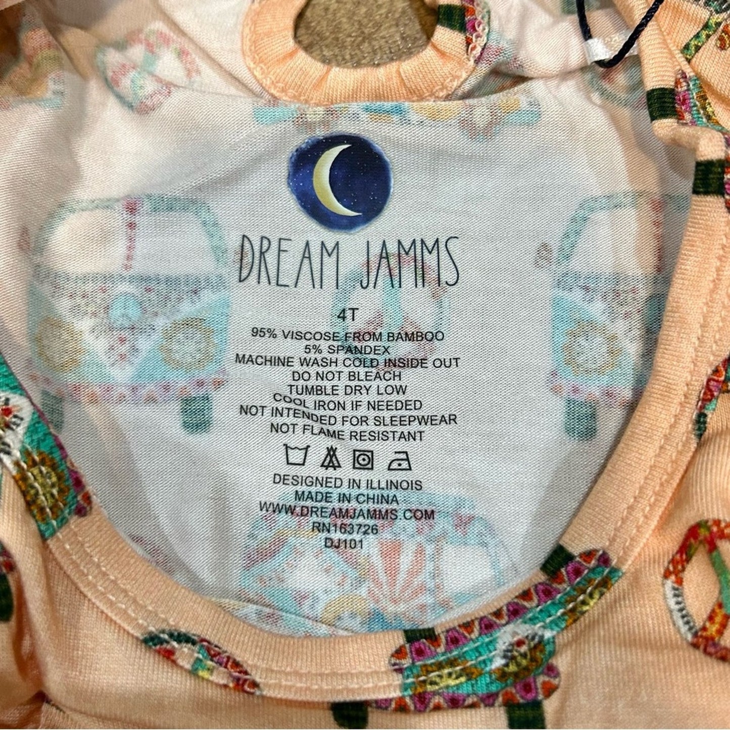 Dream Jamms Girls Hippie Camper Van Peace Twirl Dress Orange Size 4T NWT Cute