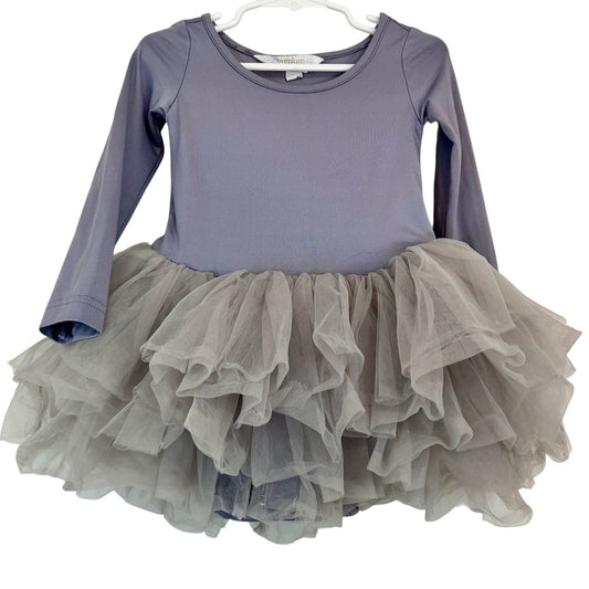 I Love Plum Toddler Girls Long Sleeve BFF Tutu Dress Grey Size 4Y EUC Girly Cute