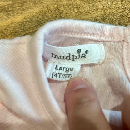 Mud Pie Girls Long Sleeve Big Sister Sequin T-Shirt Pink Size Large EUC Matching