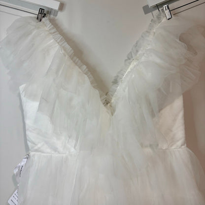 Miss Veil Women’s Layered Tulle Double V Neck Mini Dress White Size XL NWT
