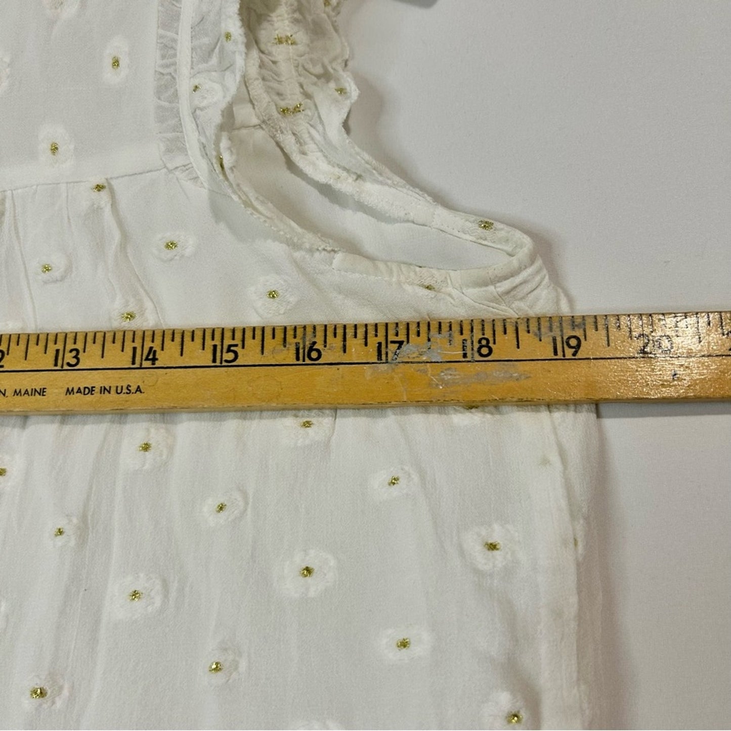 Loft Women’s Textured Layered Ruffle Sleeve Floral Blouse White Gold M P Girly
