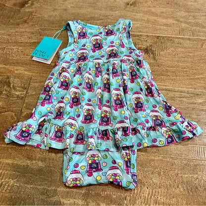 Posh Peanut Toddler Girls Gumball Ruffled Bamboo Twirl Dress Blue 18-24 M NWT