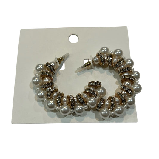 H&M Women’s Beaded Rhinestone Gold Hoop Earrings NWT Classic Cute Girly Trendy