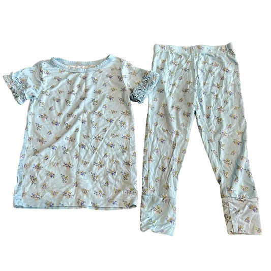 Posh Peanut Toddler Girl Ruffle Short Sleeve Floral Print Pajama Set 18-24 M EUC
