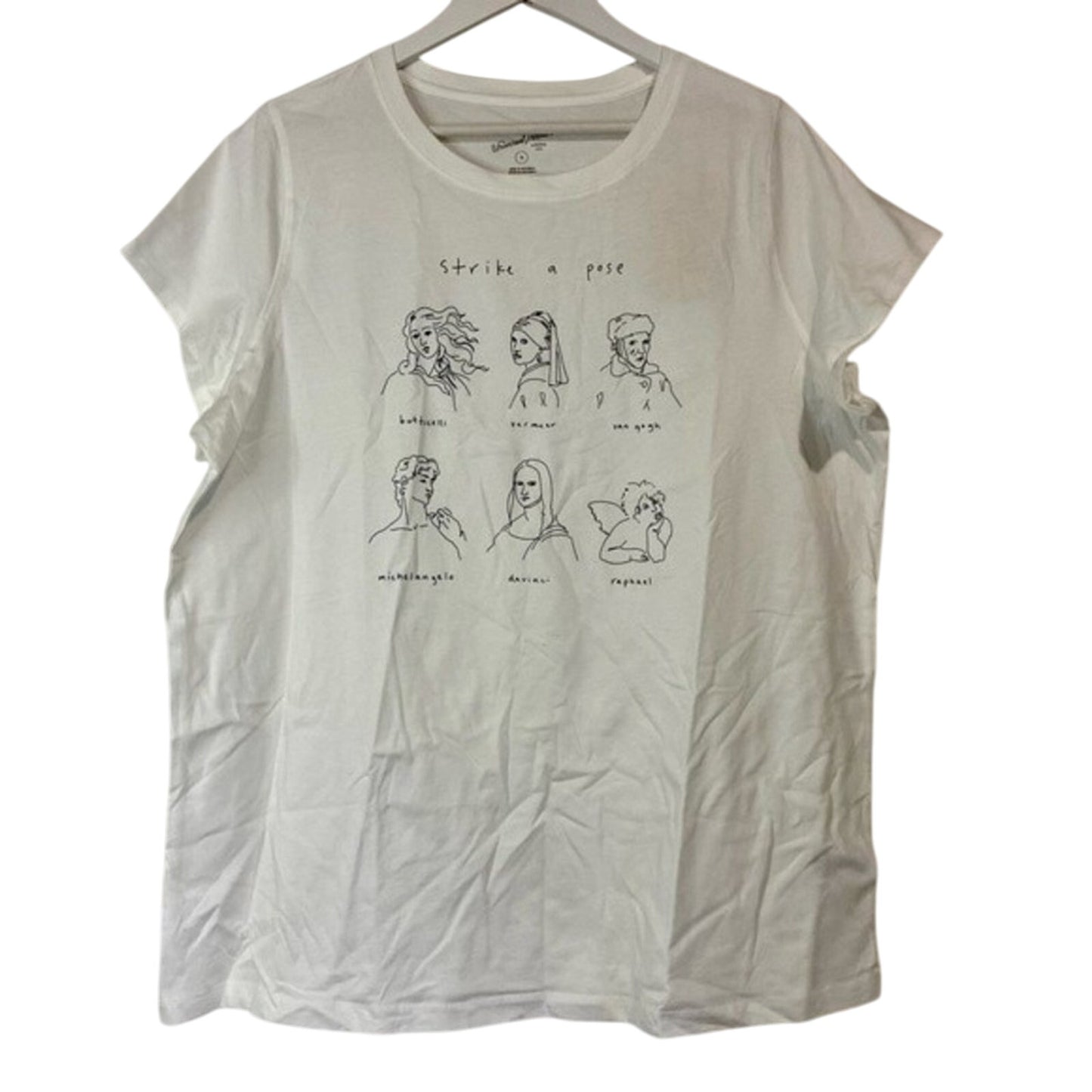 Universal Thread Women’s Strike a Pose Artist Short Sleeve Graphic Tee White NWT
