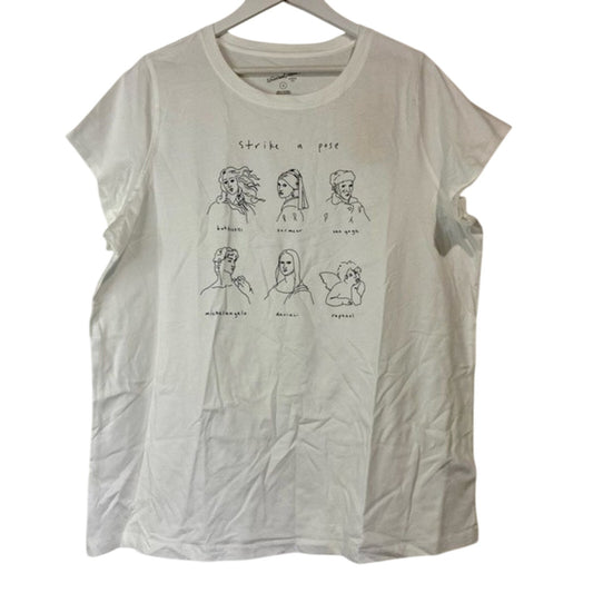 Universal Thread Women’s Strike a Pose Artist Short Sleeve Graphic Tee White NWT