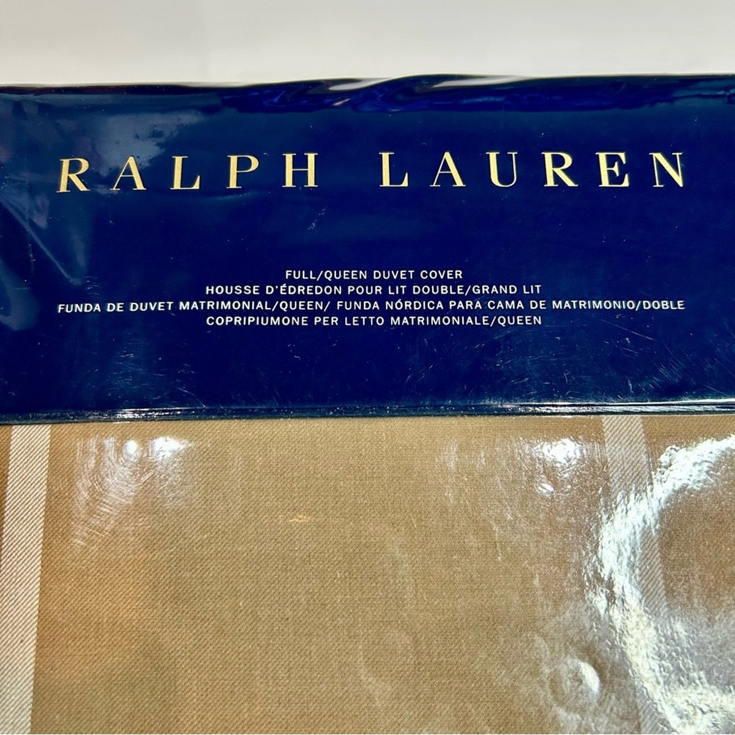 Ralph Lauren Home Modern Equestrian Windowpane Full / Queen Duvet Cover Camel