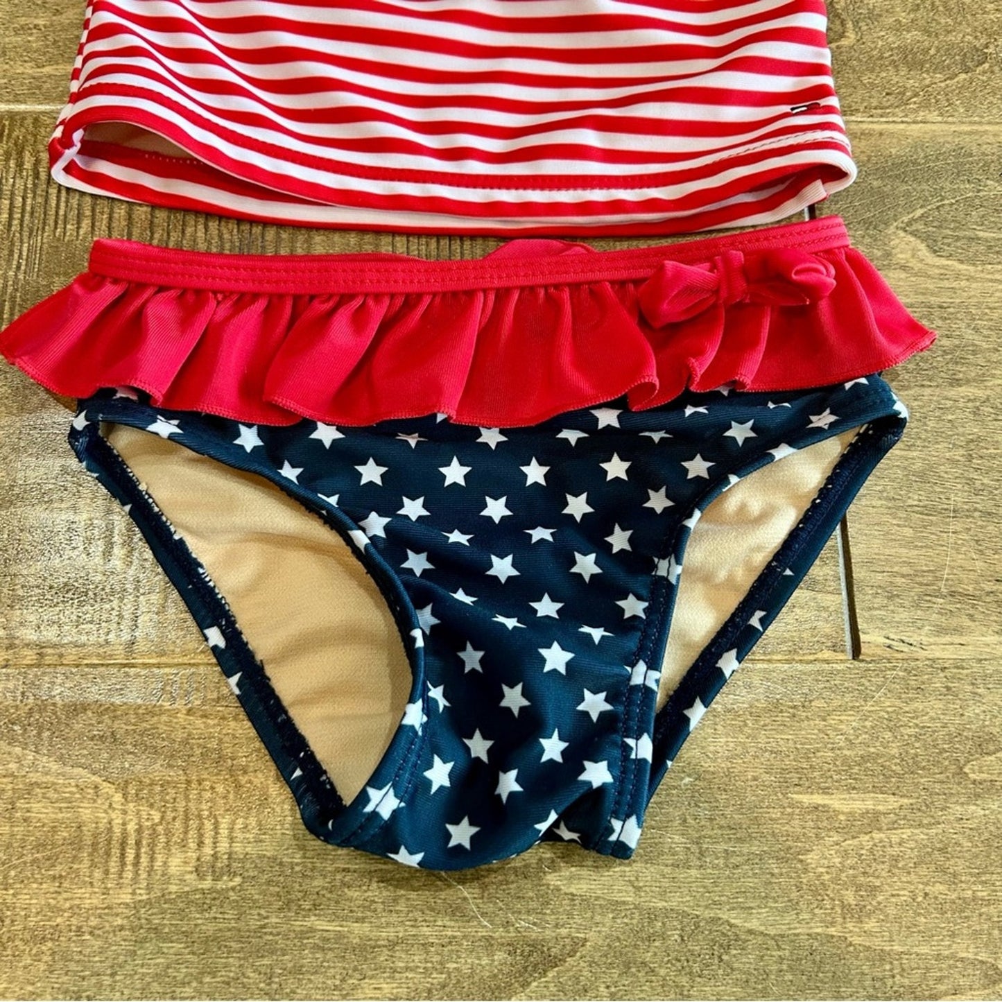 Tommy Hilfiger Toddler Girls Stars & Stripes Two Piece Swimsuit Red Blue 18 M
