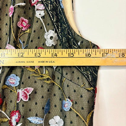 Adrianna Papell Women’s Floral Embroidered Tulle Maxi Dress Black Size 14 Formal