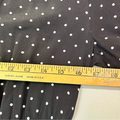 Loft Women’s Long Sleeve Polka Dot Button Down Dress Black White Size 6 FLAW