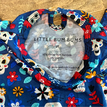 Little Bum Bums Girls Day of the Dead Dress Blue Size 2T EUC Cute Girly Fun
