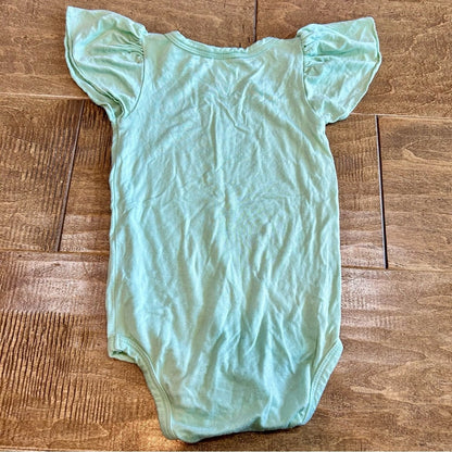 Kate Quinn Infant Girls Ruffle Short Sleeve Romper Mint Green Size 6-12 M EUC