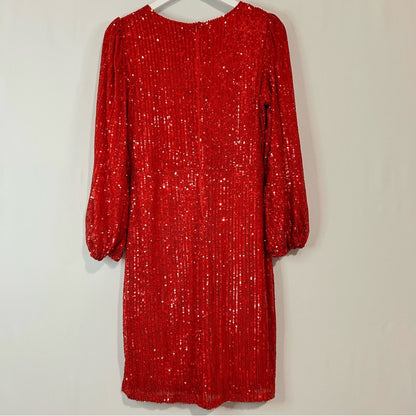 Ivy City Co Women’s Sequin Holiday Midi Dress Red Size Medium NWT Girly Party
