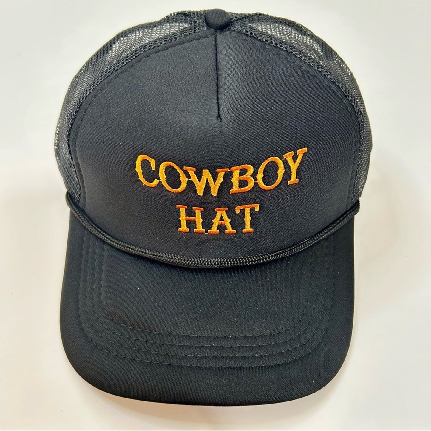 The Cowboy Hat Women’s Embroidered Baseball Mesh Hat Black Orange NEW Cute Girly