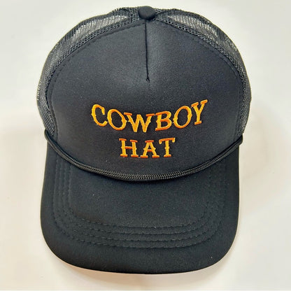 The Cowboy Hat Women’s Embroidered Baseball Mesh Hat Black Orange NEW Cute Girly