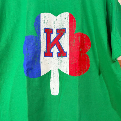 Kansas Jayhawks Men’s KU St Patrick’s Day Shamrock Graphic T-Shirt Green Size XL NWT