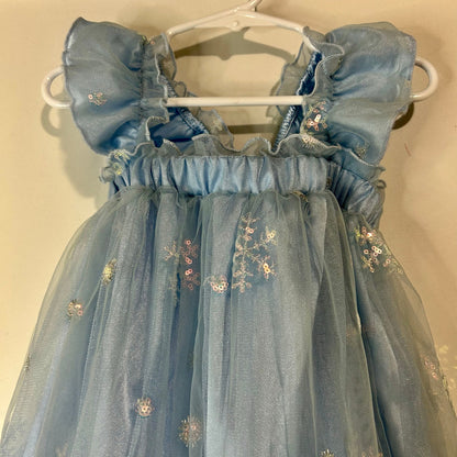 EleStory Toddler Girls Winter Snowflake Tie Tulle Dress Blue Size 18-24 M NWT
