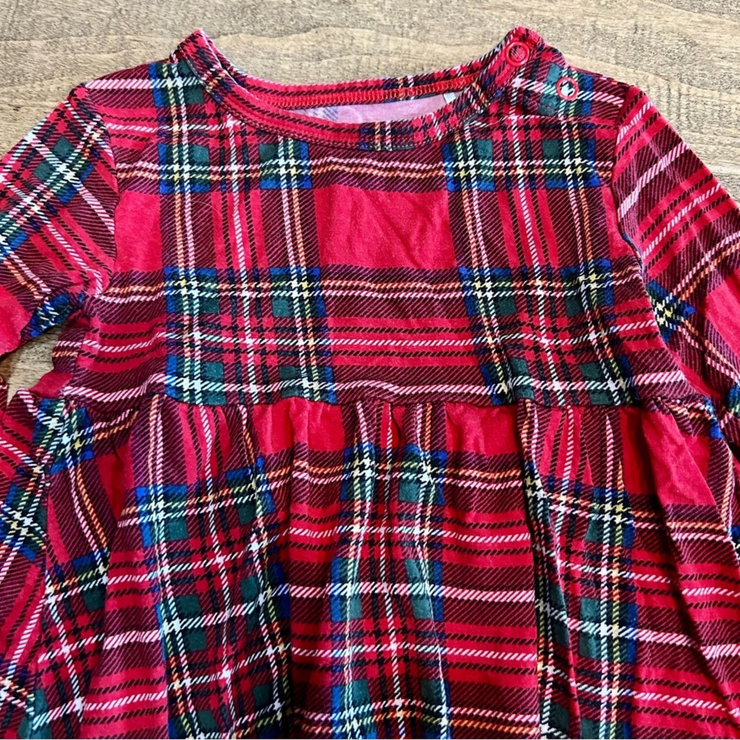 Posh Peanut Toddler Girl Plaid Long Sleeve Flowy Shirt Red Size 2T EUC Holiday