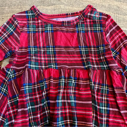 Posh Peanut Toddler Girl Plaid Long Sleeve Flowy Shirt Red Size 2T EUC Holiday