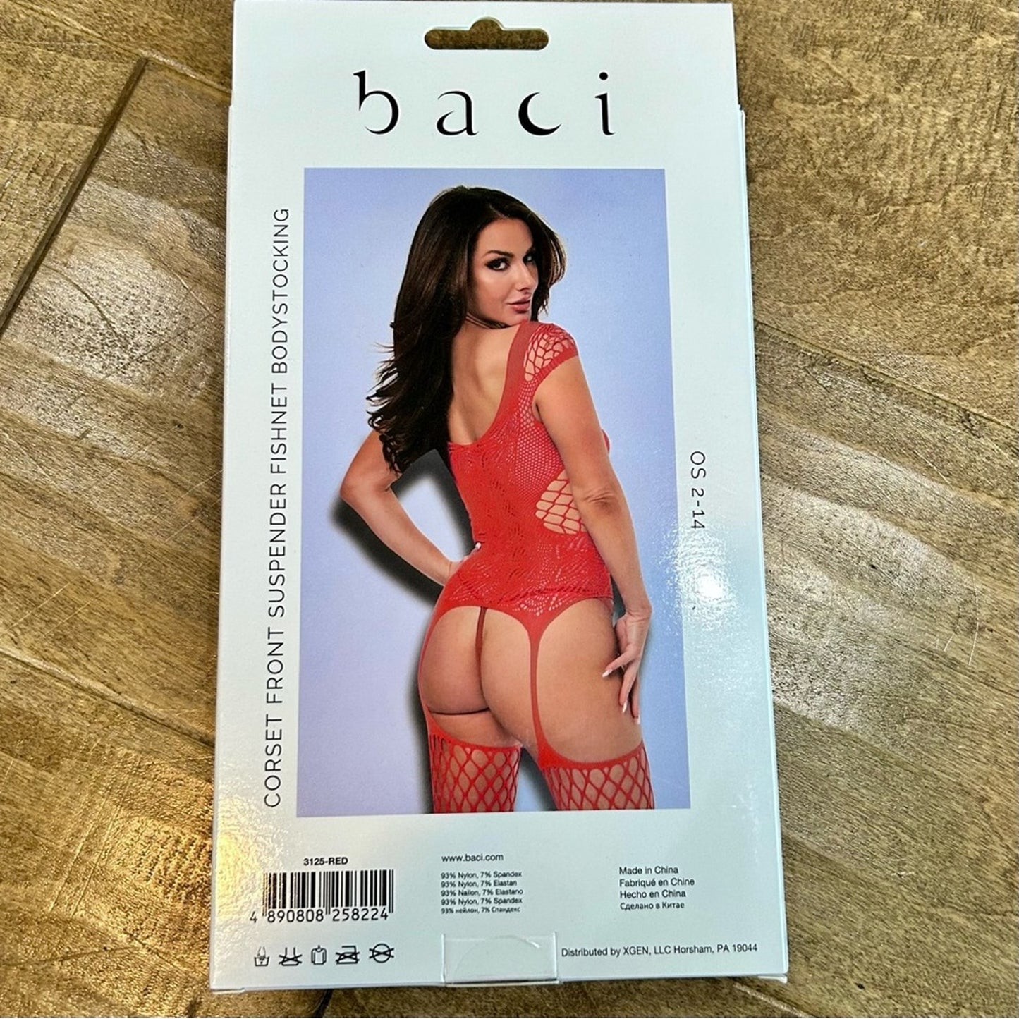 Baci Women’s Corset Front Suspender Fishnet Bodystocking Lingerie Red New