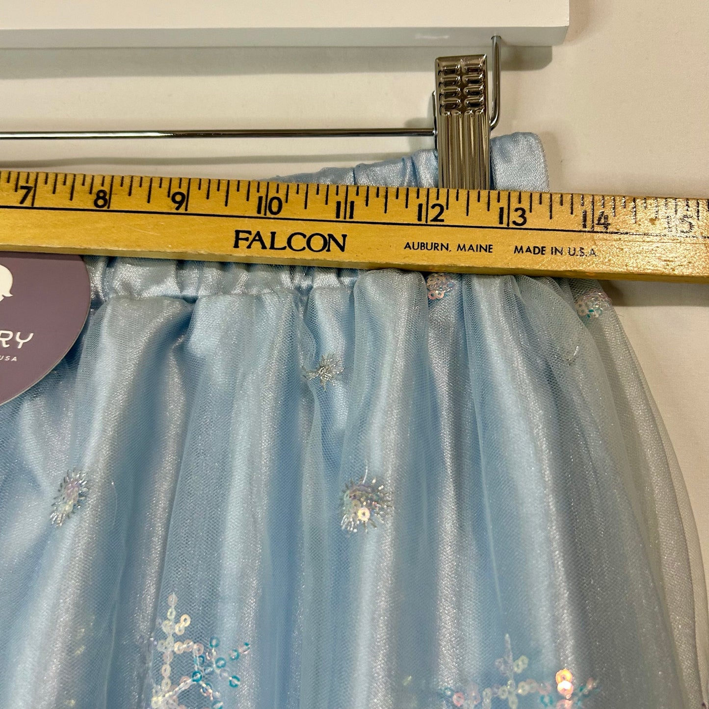 EleStory Women’s Tulle Snowflake Sequin Maxi Skirt Light Blue Size Small NWT