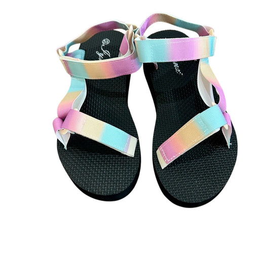 Jynx Women’s Suri Tie Dye Rainbow Strappy Sandals Black Pink NEW Summer Outdoor