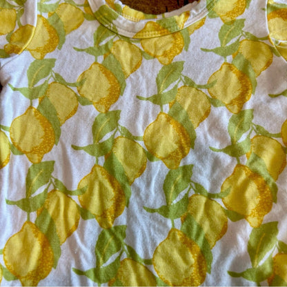 Kate Quinn Infant Girls Short Sleeve Ruffle Lemon Bubble Onesie White 3-6 M EUC