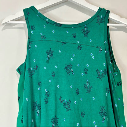 Ann Taylor Loft Women’s Sleeveless Print Knit Front Pleated Back Tank Green XS