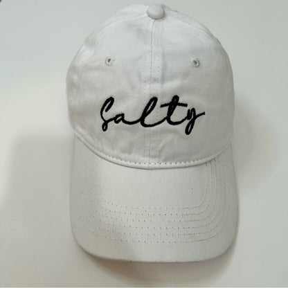 Salty Embroidered Vintage Washed Cotton Baseball Cap Hat White Black New Beach