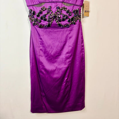 Mandalay Oleander Beaded Embellished Midi Cocktail Dress Purple Size 4 NWT Y2K