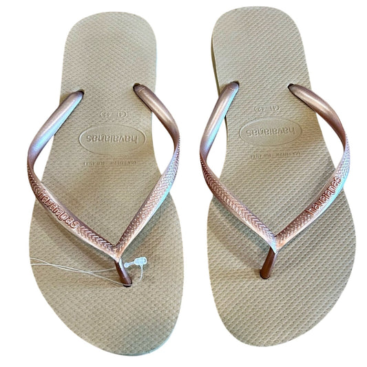 Havaianas Women’s Metallic Slim Summer Bliss Flip Flops Rose Gold Size 11 / 12