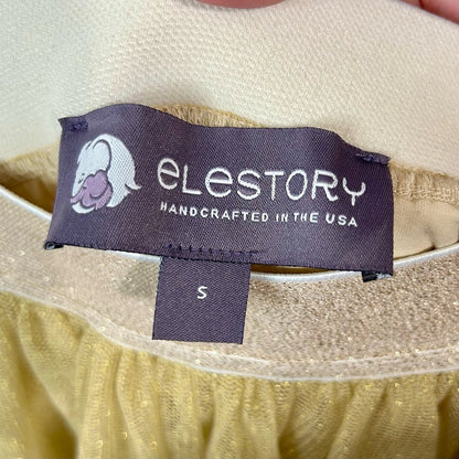Ele Story Women’s Shimmer Tulle Lined Midi Skirt Gold Size Small EUC Girly Flowy