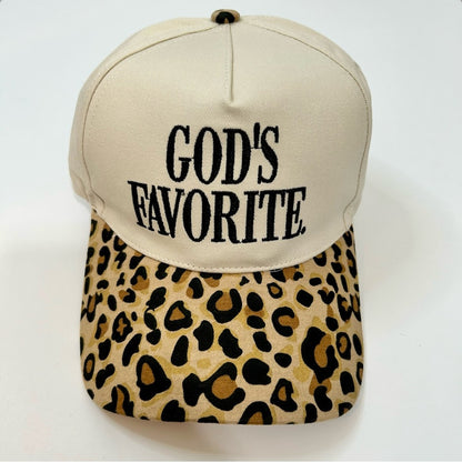 God’s Favorite Women’s Two Tone Canvas Cotton Baseball Hat Cap Leopard Tan New