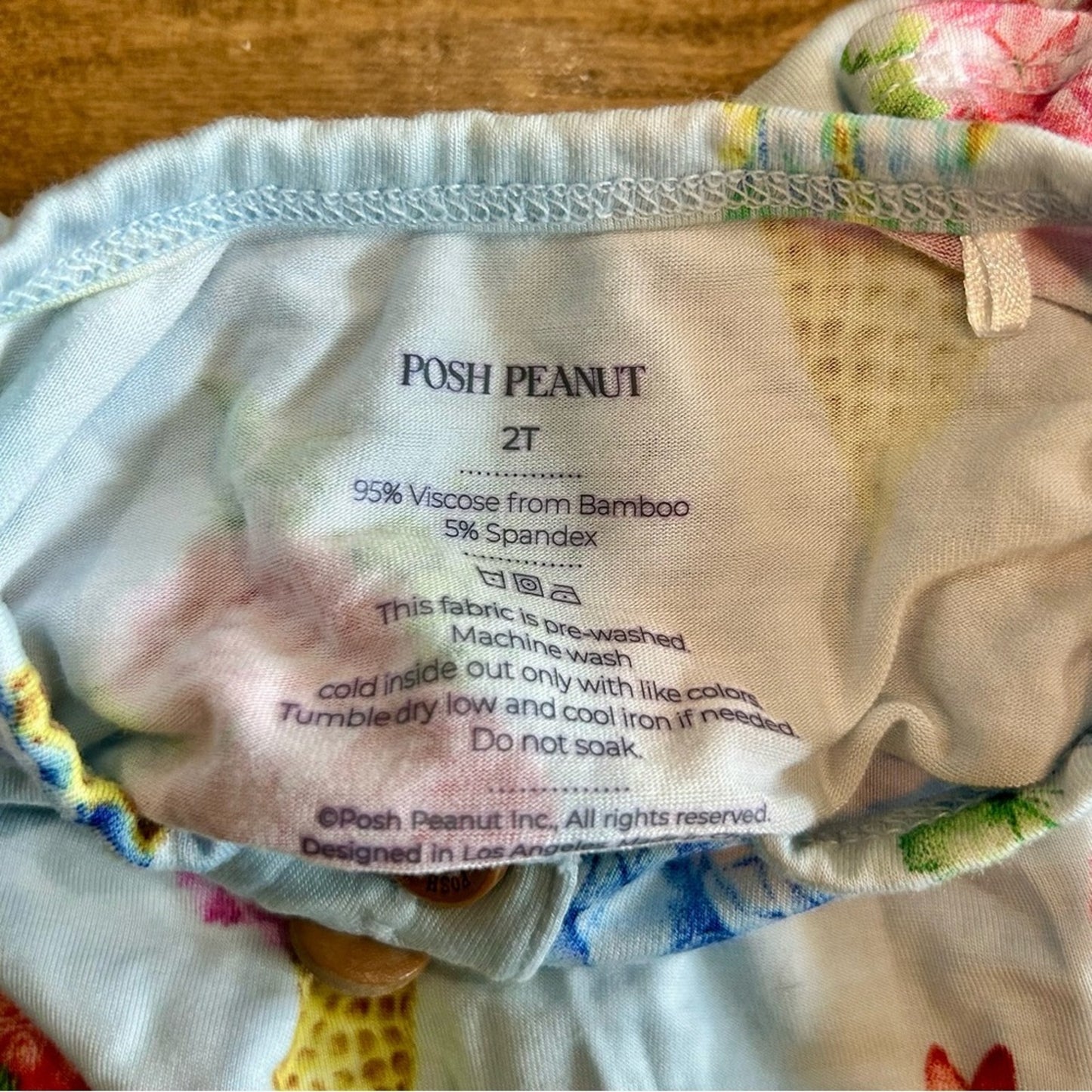 Posh Peanut Girls Camille Ruffled Capsleeve Basic Peplum Top Blue Floral Size 2T