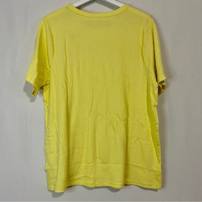 A New Day Women’s Plus Size Round Neck Ribbed Short Sleeve T Saffron Yellow NWT