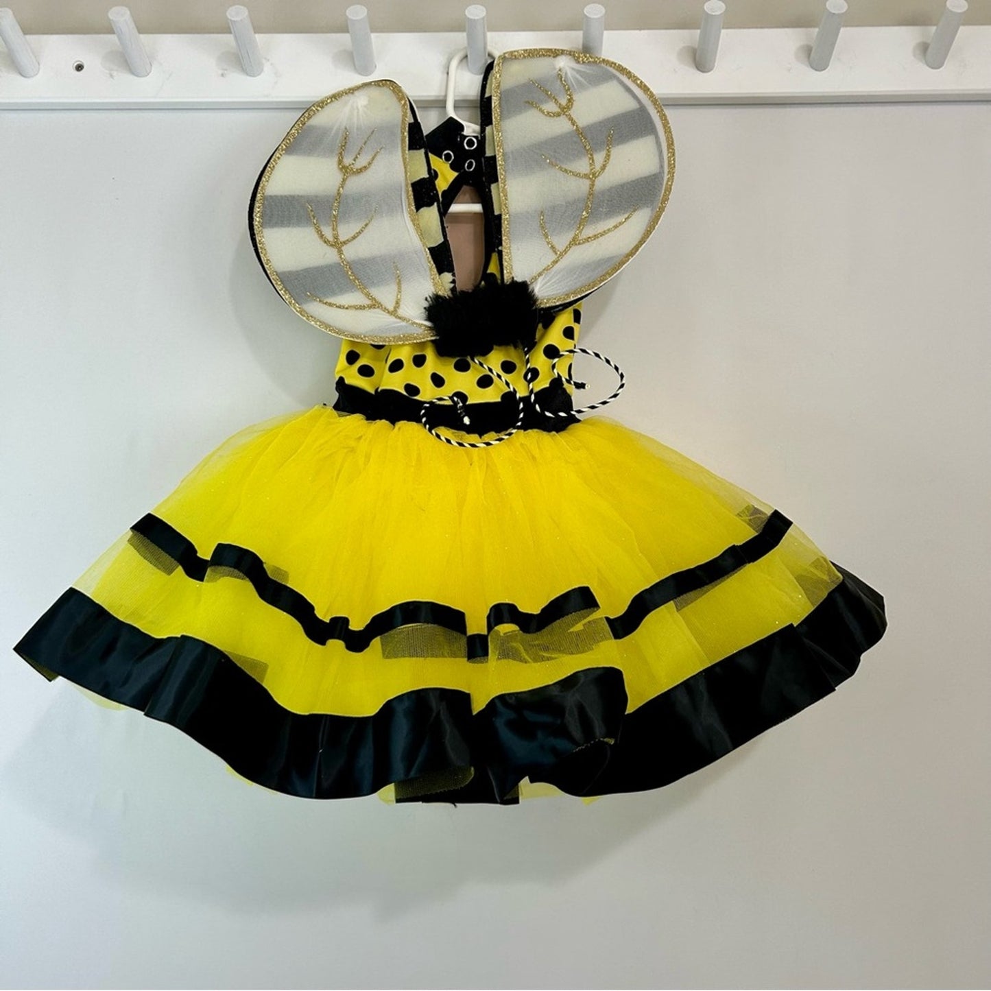 Weissman Girls Bumble Bee Polkadot Leotard Dance Costume Yellow Black XS EUC