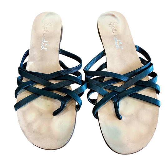 Splendid Women’s Strappy Thong Sandals Black Size 7.5 EUC Leather Summer Girly
