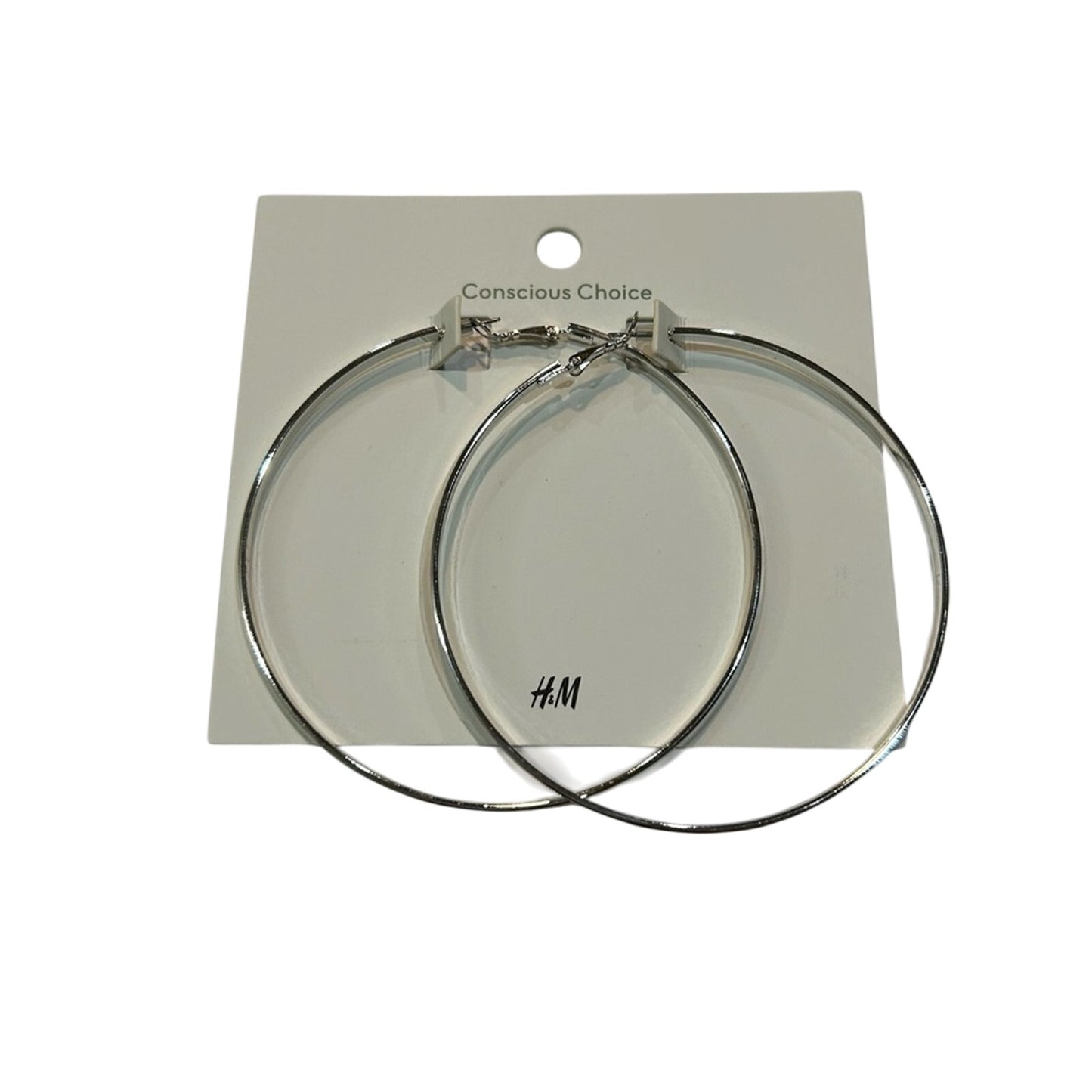 H&M Women’s Large Silver Hoop Earrings NWT Girly Cute Classic Trendy Stylish