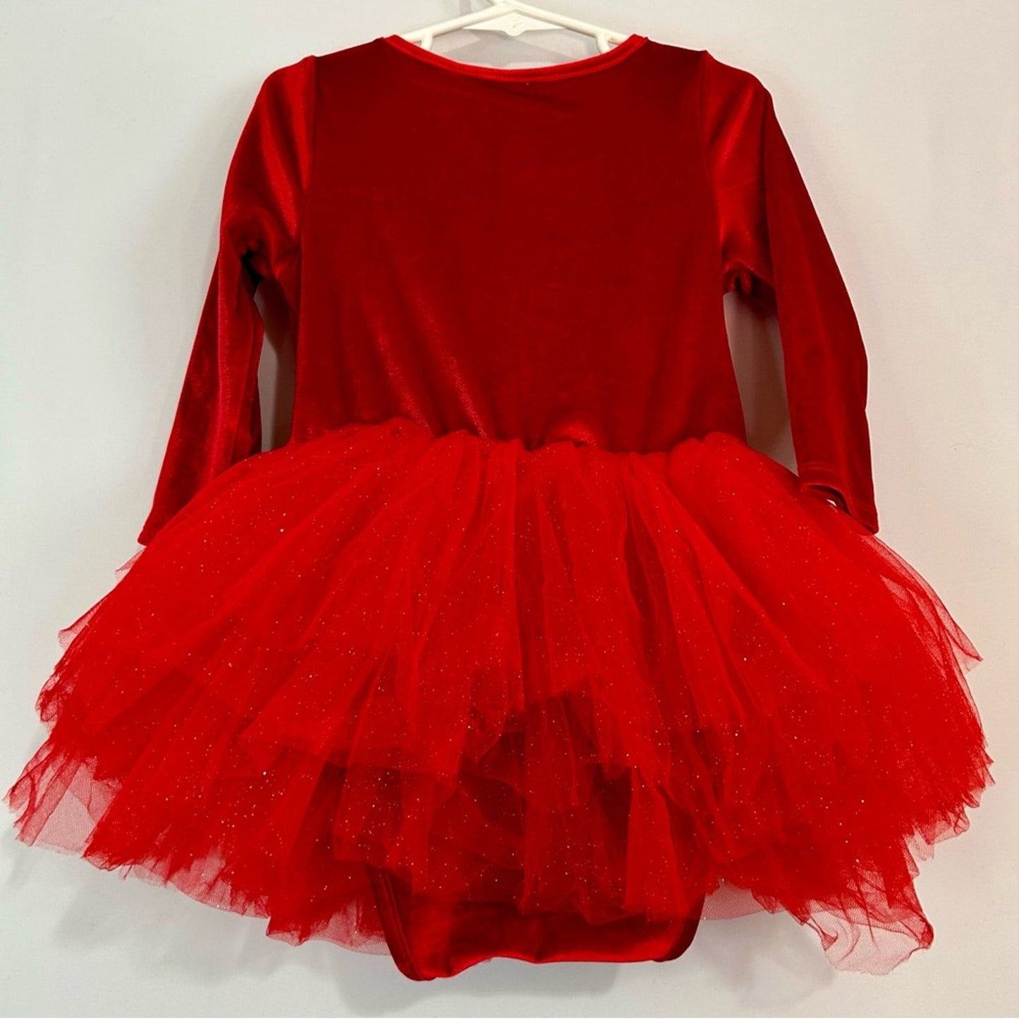 I Love Plum Toddler Girls Long Sleeve Velvet Glitter Tutu Dress Red Size 6Y EUC
