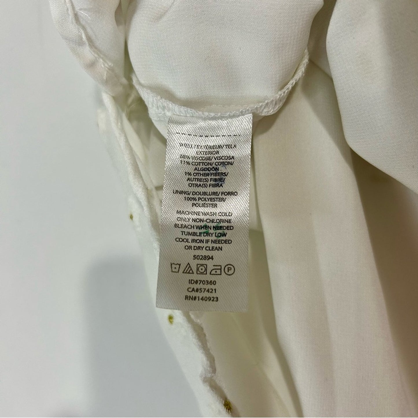 Loft Women’s Textured Layered Ruffle Sleeve Floral Blouse White Gold M P Girly